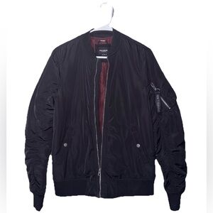 Pull&Bear Bomber Jacket Black Size S 36 Zip Up Lightweight Coat